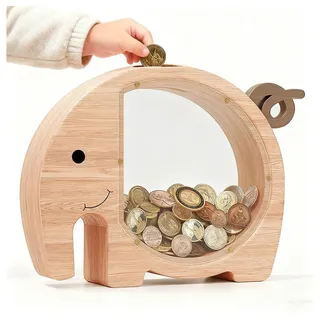 CLTYQ Spardose Holz-Spardose für Kinder, Münzen und Kleingeld,große Münzbox, kreative Sparbüchse, personalisiertes Geschenk für Geburtstag