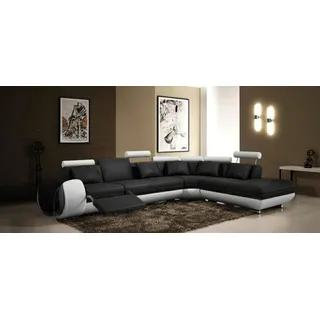 JV Möbel LEDERSOFA LEDERCOUCH mit USB GARNITUR SOFA WOHNLANDSCHAFT SCHWARZ/WEIß Couch Neu