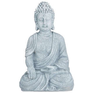 relaxdays Buddhafigur Buddha Figur sitzend 40 cm, hellgrau grau