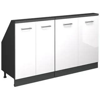 Vicco Dachschrägenschrank-Set Rion 140 x 83,8 x 46 cm Weiß Hochglanz / Anthrazit