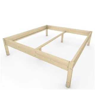 TUGA-Holztech Massivholzbett Holzbett Naturholzbett 200 x 220 cm 58 cm Bettgestell ohne Kopfteil, Br 70 80 90 100 120 140 160 180 200 Lg 200 220 H=38/48/58 cm 200 cm x 220 cm x 58 cm