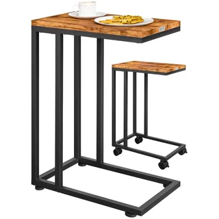 CASARIA Beistelltisch mit Rollen Kaffeetisch Schwarz Holz-Optik