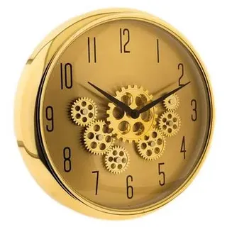 Wanduhr mit Zahnrädern - ø35 x 9 cm, Analog im Industrial-Look Gold
