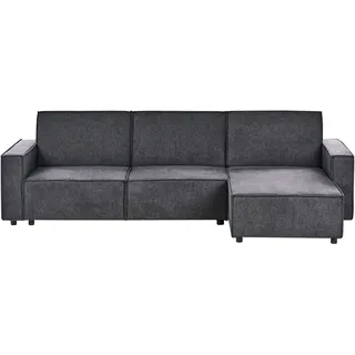Beliani Eckcouch Stoff 3-Sitzer Grau