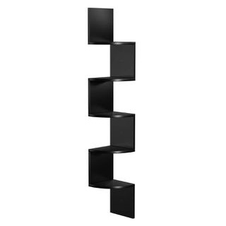 Vasagle Wandregal LBC072B01, schwarz, 20 x 127,5 x 20cm, Eckregal mit 5 Ebenen, aus Holz