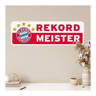 FC Bayern München Wandtattoo Fußball Wandsticker FCB Logo Sterne FC Bayern München Rekordmeister, Wandbild selbstklebend, entfernbar rot 100 cm x 33 cm