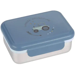 LÄSSIG Kinder Brotdose Edelstahl Lunchbox mit Trennwand Adventure Tractor | Für Kindergarten und Schule, mit herausnehmbarer Trennung, robust, bruchfest, spülmaschinengeeignet