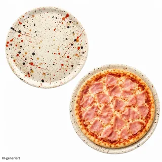 MamboCat Pizzateller 2x Pizzateller Granito Ø31,5cm XL-Teller 2 Personen 3D Steinoptik