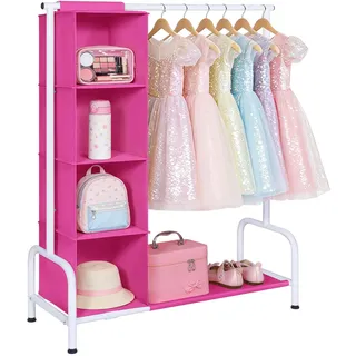 Univivi Kleiderständer Kinder, Kleiner Baby Kleiderstange, Rosa | Strapazierfähig, Stabil mit Gestell, Für Mäntel, Röcke, Kostüme, Kleiderschrank Offen, Für Mädchen, Jungen & Kinderzimmer