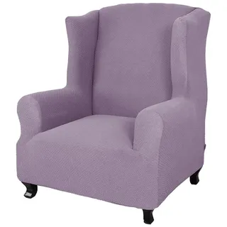 YOPOIY Hohe Dehnung weich dick Ohrensessel Überzug Klein Karierter Jacquard-Strickstoff Husse für Ohrensessel 1 Stück rutschfest für Sessel -helles Lila-