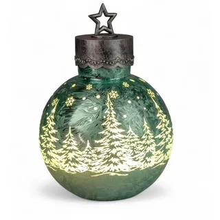 formano LED Deko-Kugel Frosty Mint 35 cm Farb-Glaskugel Ice-Optik Timer 6h /18h beleuchtet - Batteriebetrieben - Herbst Winter Weihnachtsdeko für Tisch Regal Fensterbank