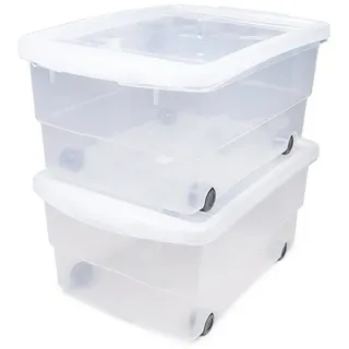 ONDIS24 Aufbewahrungsbox Kunststoffbox, Rollbox, Spielzeugkiste, Aufbewahrungsbox, mit Deckel und Rollen, stapelbar 80 l | 71 cm x 33 cm x 49 cm