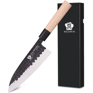 WILDMOK 19,4 cm Deba-Messer, deutsches Edelstahl-Sashimi-Messer, asiatisches Usuba-Lachsmesser für Linkshänder