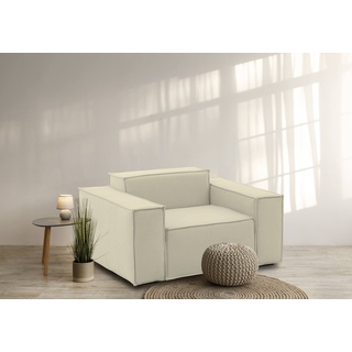 Talamo Italia - Lounge-Sessel Cristiana, Lounge-Sessel, 100% Made in Italy, Relaxsessel aus gepolstertem Stoff, Cm 160x95h70, Beige