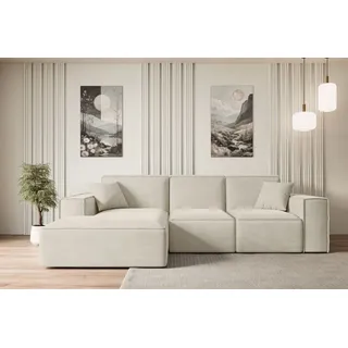 altdecor Ecksofa Velours 6-Sitzer Beige
