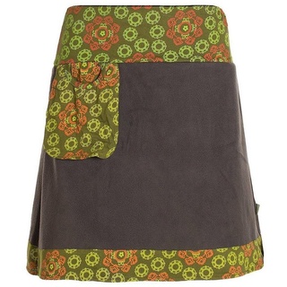 Vishes Minirock Thermorock warmer Side-Bag Damen Winterrock kurz Fleece Hippie, Goa, Retro Style grün