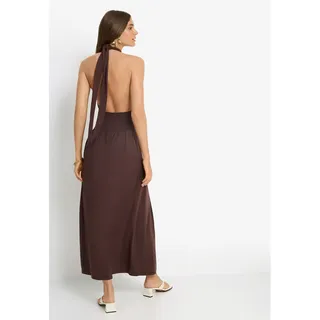 lscn by lascana Neckholderkleid Maxi Braun 48