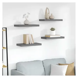 furnicato Wandregal 4er Set Schweberegal 50x23x3,8 cm Hochglanz-Grau Wandboard, 4-tlg., Stabile Wandboard-Ablage aus Massivholz mit unsichtbarer Montage grau 23.5 cm x 3.8 cm x 50 cm