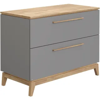 Paidi Wickelkommode PAIDI "STIENE in Beige oder Grau, 2 Schubladen mit Soft-Close, Vollauszug", schiefergrau, eiche massiv, schiefergrau, eiche massiv, B:123cm H:92cm T:57cm, Holzwerkstoff, Massivholz, Wickelkommoden, Wickelkommode, Kommode 123 cm Breite, 