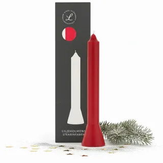 Liljeholmens Freistehende Tischkerze Rot Ø 39 x 360 mm aus 100% Stearin | Tropffreie, selbstlöschende Stearinkerze mit eigenem Fuß und bis zu 49 Std. Brenndauer - Weihnachtsdeko aus Schweden