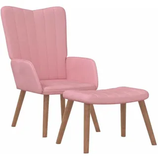 vidaXL Relaxsessel mit Hocker Samt 63 x 65 x 70 cm Rosa