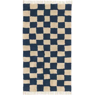 Ferm Living Mara Teppichläufer 90 x 150 cm Deep Blue/Warm Sand
