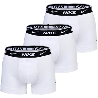 NIKE Herren Boxer Shorts, 3er Pack - Trunks, Logobund, Cotton Stretch Weiß M