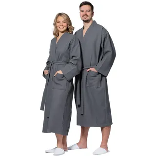 ZOLLNER Bademantel - hautfreundliches und weiches Waffelpique - Unisex - Baumwolle - Größe S-3XL - waschbar bis 60°C - Hotelqualität - Oeko Tex® zertifiziert, 266 - L