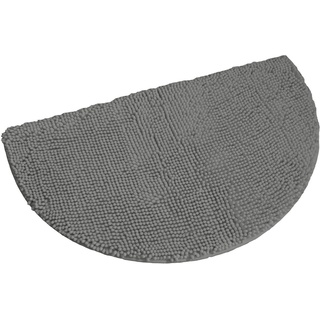 KiNZLER Badematte Chenille, Höhe 18 mm, rutschhemmend beschichtet, fußbodenheizungsgeeignet, Polyester, halbrund, Badteppich, Uni Farben, weich, als rechteckig, rund & Set erhältlich grau halbrund | 50 cm x 80 cm x 18 mm