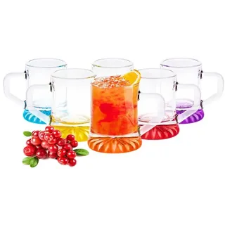 Sendez Schnapsglas 6 Schnapsgläser mit Henkel Mix Tequilagläser Stamper Wodkagläser, Glas