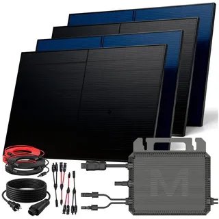 sunniva  Balkonkraftwerk Full Black Bifazial 2000 W inkl. 2,24 kWh Speicher + 4 x 500 W N-Typ Glas-Glas Bifacial Module