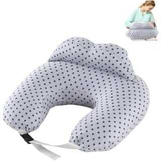 TOPCHANCES Stillkissen Stillkissenbezug Aus 100% Baumwolle Klein Für Baby,Motherhood Stilleinlagen Atmungsaktives,Herausnehmbares Und Waschbares Erstausstattung (Grauer Stern 65×55cm)