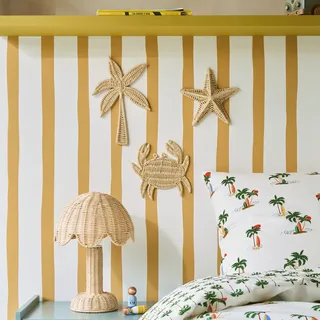 Palmenförmige Tischlampe Tabata, Aus Rattan Natur