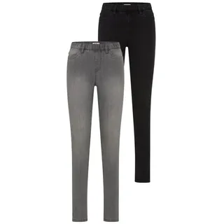 Flashlights Jeansjeggings (Packung, 2er-Pack) enge Passform, Röhrenjeans, Used-Look-Waschung, hohe Leibhöhe schwarz 48