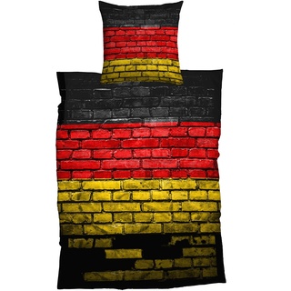 Casatex Bettwäsche German Flag Renforcè, 135x200 cm + 80x80 cm, 2er Set, schwarz rot Gold