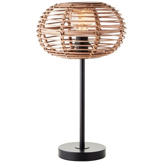 Lightbox Tischleuchte, ohne Leuchtmittel, Tischlampe mit Bambus Schirm und Schalter, E27 Fassung, Ø 28 cm beige|braun|schwarz