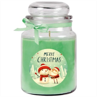 HS Candle Duftkerze (Dekokerze, 1-tlg), Weihnachten - Kerze im Bonbon Glas, Kerze mit Weihnachts - Motiv, vers. Düfte / Größen grün Ø 10 cm x 10 cm x 16 cm x 10 cm
