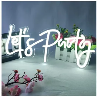 Sunicol LED Wandleuchte Let's Party Neonschild, LED Leuchtschild Neonlicht, Leuchtreklame, für Geburtstag Hochzeit Party Wanddeko weiß