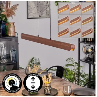 hofstein Pendelleuchte dimmbare Pendellampe aus Metall/Holz/Kunststoff in Schwarz/Dunkelbraun, ohne Leuchtmittel, HängeRetro mit Holzbalken und Touchdimmer, CCT, max. 154 cm schwarz