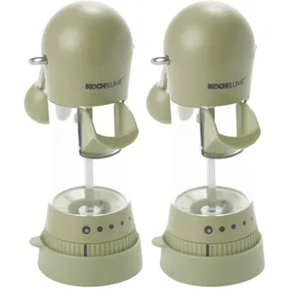 Kochblume Gewürzmühle mit Silikon-Auffangkappe 2er Set | ergonomische Hebelfunktion | Keramikmahlwerk | 5 verschiedene Mahlgrade | Füllkappe und Silikonfuß | Farbe: taupe