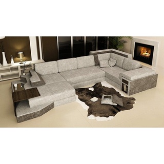 JVmoebel Ecksofa, XXL Design Big Sofa Ecksofa Couch Wohlandschaft U Form Leder grau