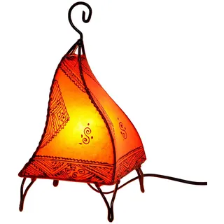 Marokkanische Leder Tischlampe Henna Stehlampe Lederlampe Hennalampe orientalische Lampe Orange Fatuta L1002