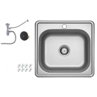 Faizee Möbel Edelstahlspüle 48x48 cm beidseitig montierbar Handbetätigung 480 x 480 mm