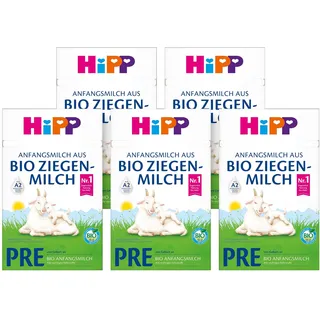 HiPP PRE Anfangsmilch aus Bio Ziegenmilch (5 x 400g), von Geburt an, mit GOS, nur Lactose, A2-beta-Casein, besonders leicht verdaulich