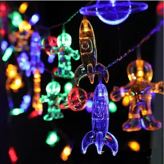 3M 20 LED Astronaut-Raumschiff-Lichterkette – LED-Raketen zur Dekoration für Kinderzimmer, Lichterkette für Gartenpartys