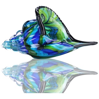 Glasmuschel Skulptur Mittelstück Ornament, mundgeblasenes Glas Meer Muschel Figur Briefbeschwerer (mehrfarbig)