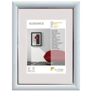 Kunststoff Bilderrahmen Elegance weiß-metallic-silber, 30 x 40 cm