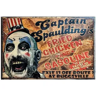 TNND Captain Spaulding Fried Chiken and Casoline Metallschild Kunst Zinn Metall Poster Geschenk 20,3 x 30,5 cm