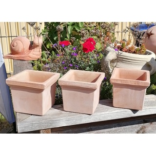 NEU !! 3 er Set kleine Blumentöpfe 10 cm hoch echt Terracotta Terrakotta Mediterran Garten Deko Blumenkübel Pflanztopf Blumentopf