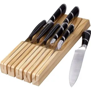 Küchenmesserblock Für Die Schublade, Universalblock Aus Massivholz (9 Messer), Bamboo Home (messerhalter)